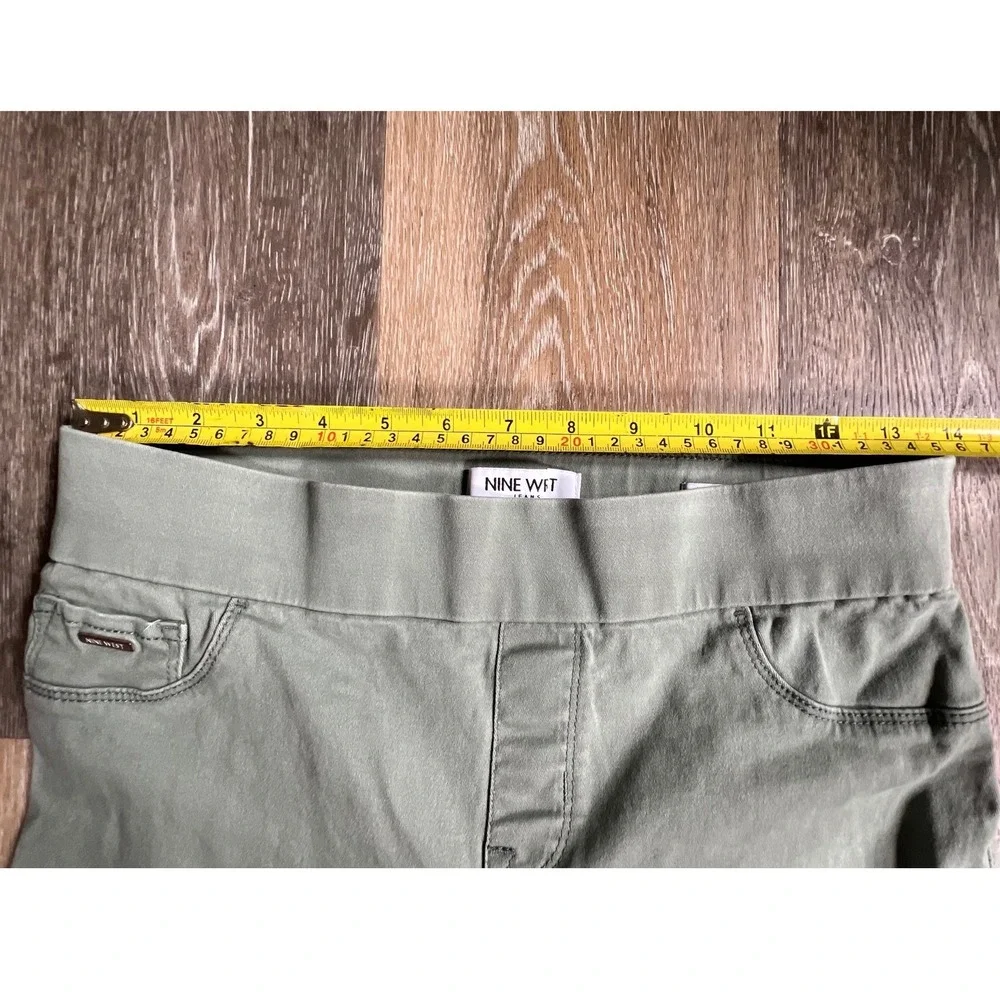 Nine‎ West Jeans Heidi Pull-On Crop Women 6 Green Stretch Elastic Waist Pants